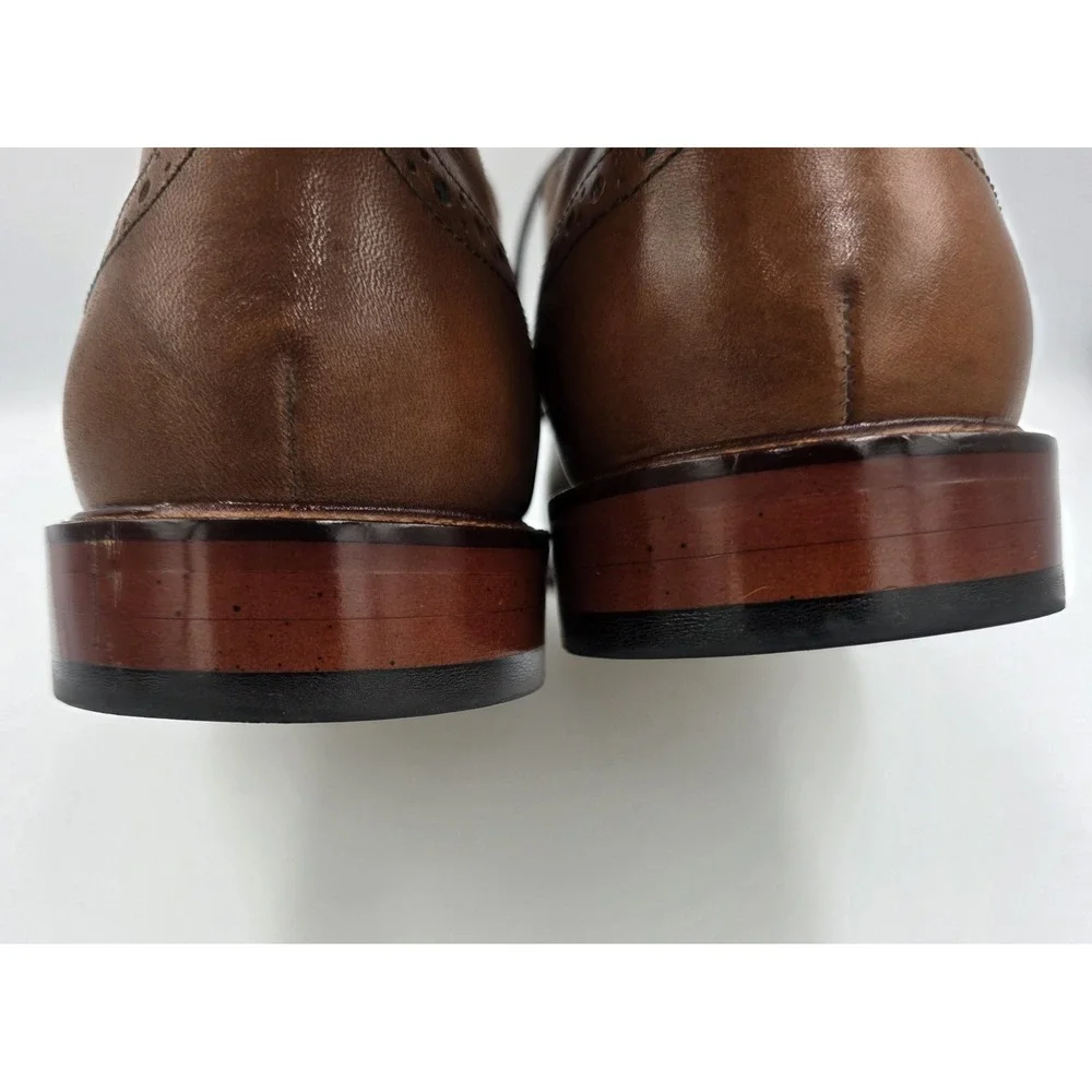 Joseph Abboud Saddle Brown‎ Men Cap Toe Derby Dress Shoes 8.5 Italian Leather